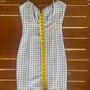 Love Tree Gingham Dress blue and white